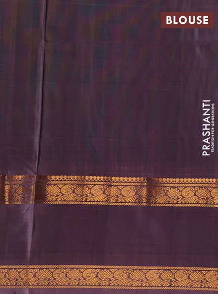 Navy Blue & Pastel Brown Pure Uppada Silk - Zari Buttas