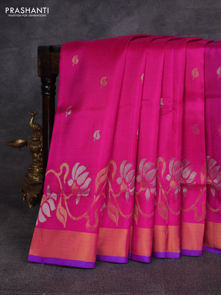 Pink & Violet Pure Uppada Silk - Zari Buttas