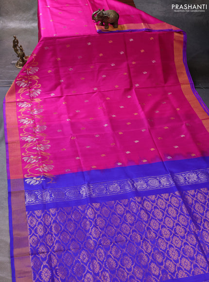 Pink & Violet Pure Uppada Silk - Zari Buttas
