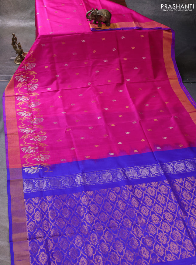 Pink & Violet Pure Uppada Silk - Zari Buttas