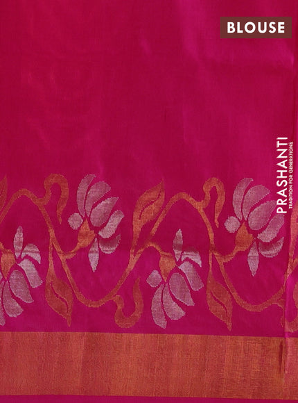 Peach Pink & Pink Pure Uppada Silk - Zari Buttas