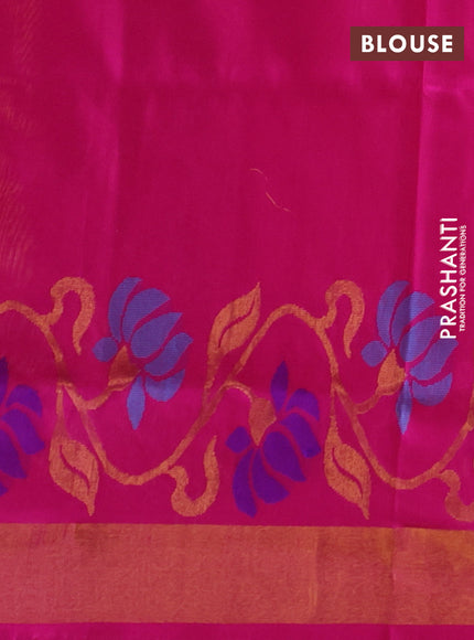 Mustard Yellow & Pink Pure Uppada Silk - Zari Buttas