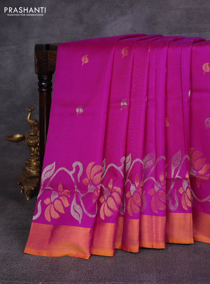 Pink & Mustard Yellow Pure Uppada Silk - Zari Buttas