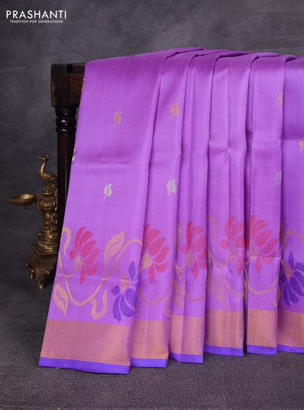 Lavender & Violet Pure Uppada Silk - Zari Buttas