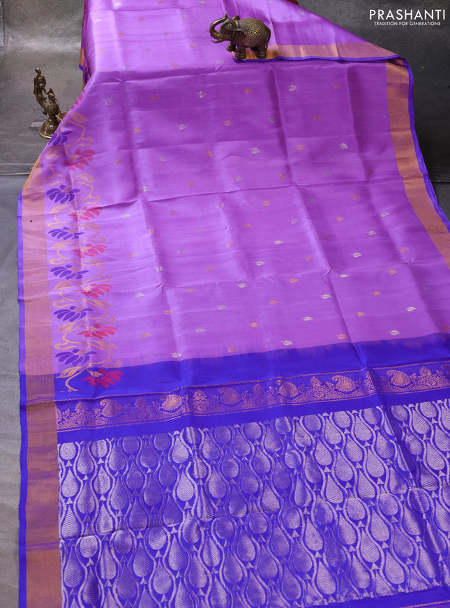 Lavender & Violet Pure Uppada Silk - Zari Buttas