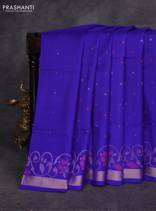 Violet Pure Uppada Silk - Jamdani Design