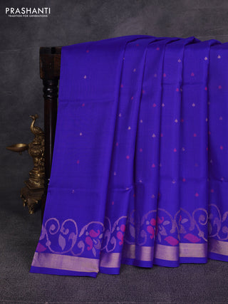 Violet Pure Uppada Silk - Jamdani Design