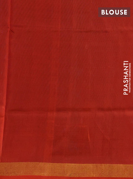 Teal Blue & Orange Pure Uppada Silk - Jamdani Design