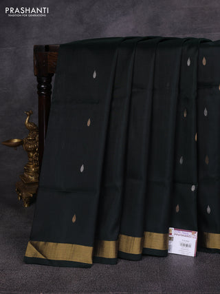 Bottle Green Pure Uppada Silk - Jamdani Design
