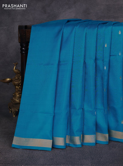 Cs Blue Pure Uppada Silk - Jamdani Design