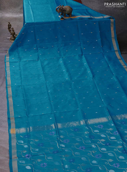 Cs Blue Pure Uppada Silk - Jamdani Design