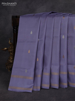 Grey Pure Uppada Silk - With Zari Buttas