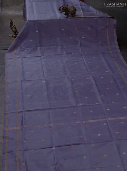 Grey Pure Uppada Silk - With Zari Buttas