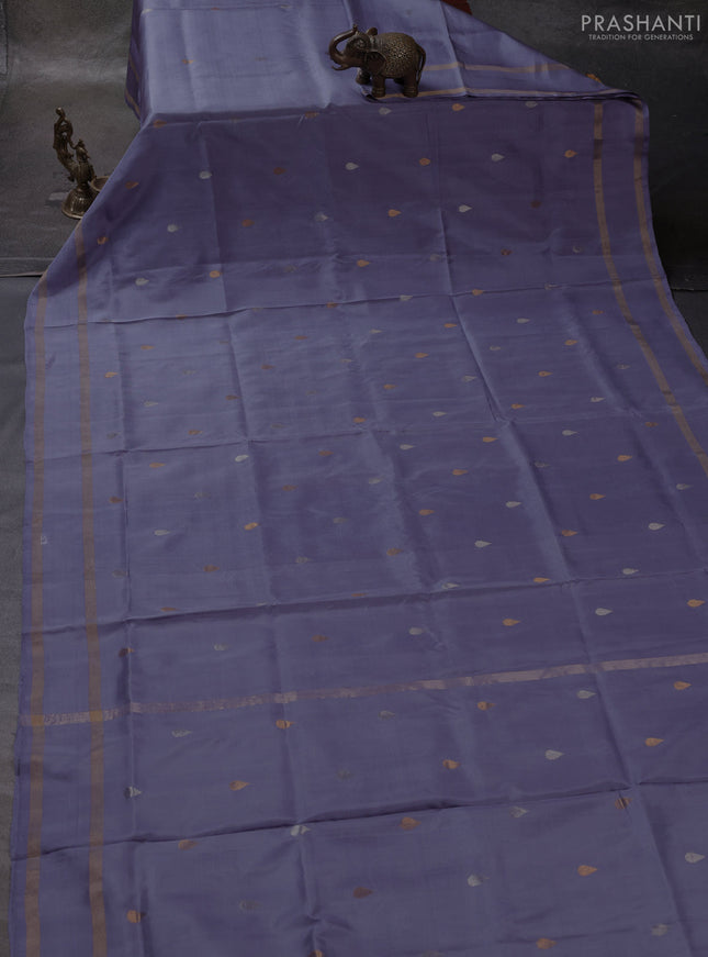 Grey Pure Uppada Silk - With Zari Buttas