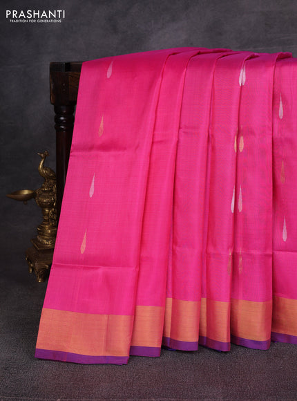 Pink & Violet Pure Uppada Silk - Jamdani Design