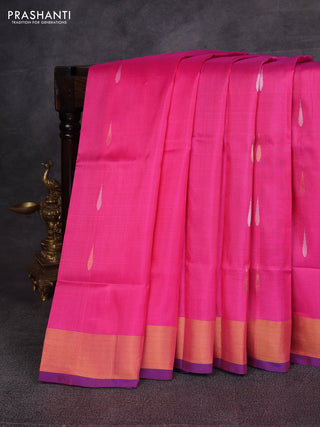 Pink & Violet Pure Uppada Silk - Jamdani Design