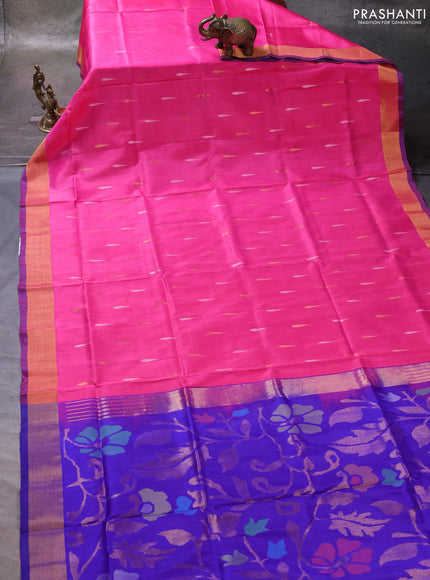 Pink & Violet Pure Uppada Silk - Jamdani Design
