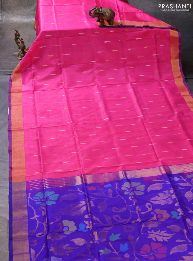 Pink & Violet Pure Uppada Silk - Jamdani Design