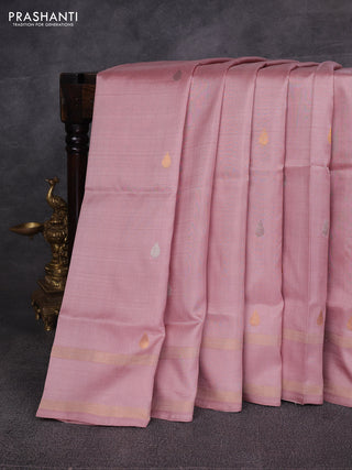 Peach Pure Uppada Silk  -Zari Butta