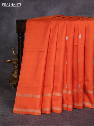 Orange Pure Uppada Silk  -Zari Butta