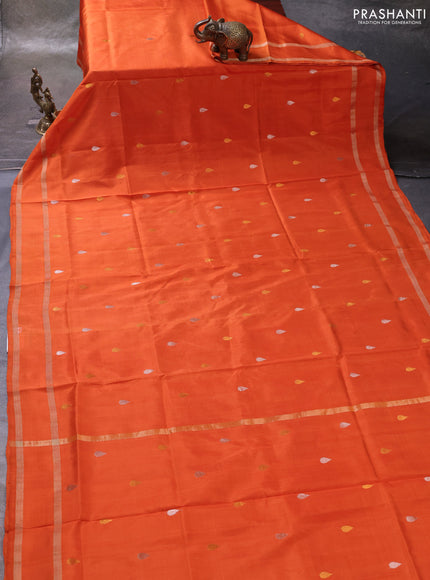 Orange Pure Uppada Silk  -Zari Butta