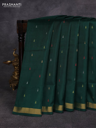 Green Pure Uppada Silk - Jamdani Design