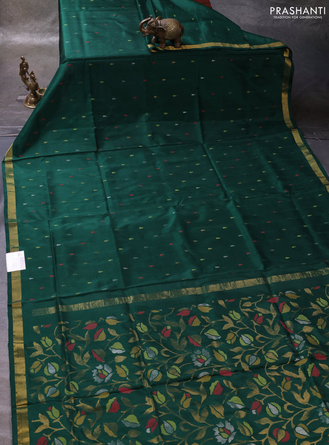 Green Pure Uppada Silk - Jamdani Design