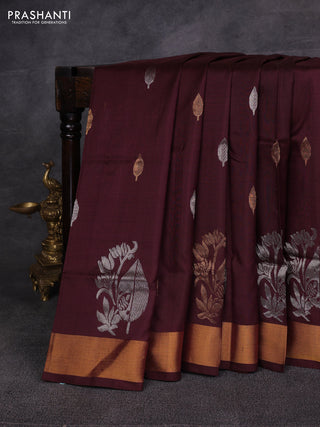 Coffee Brown Pure Uppada Silk  -Zari Butta