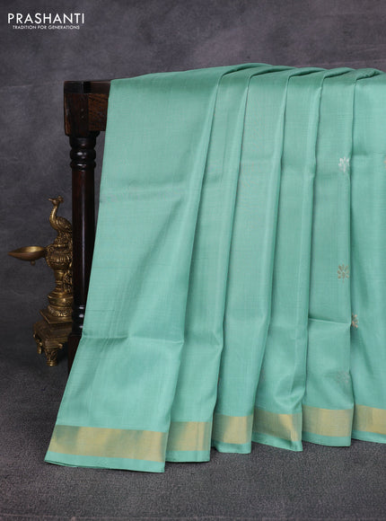 Teal Green Pure Uppada Silk - Jamdani Design