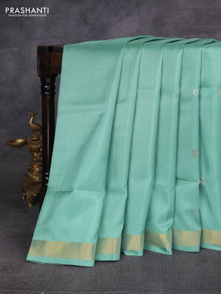 Teal Green Pure Uppada Silk - Jamdani Design