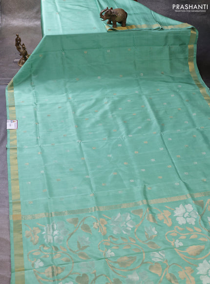 Teal Green Pure Uppada Silk - Jamdani Design