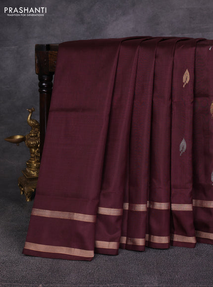 Coffee Brown &  Pure Uppada Silk - Zari Butta