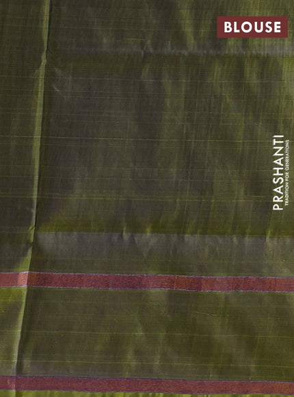 Navy Blue & Green Pure Uppada Silk - Zari Butta