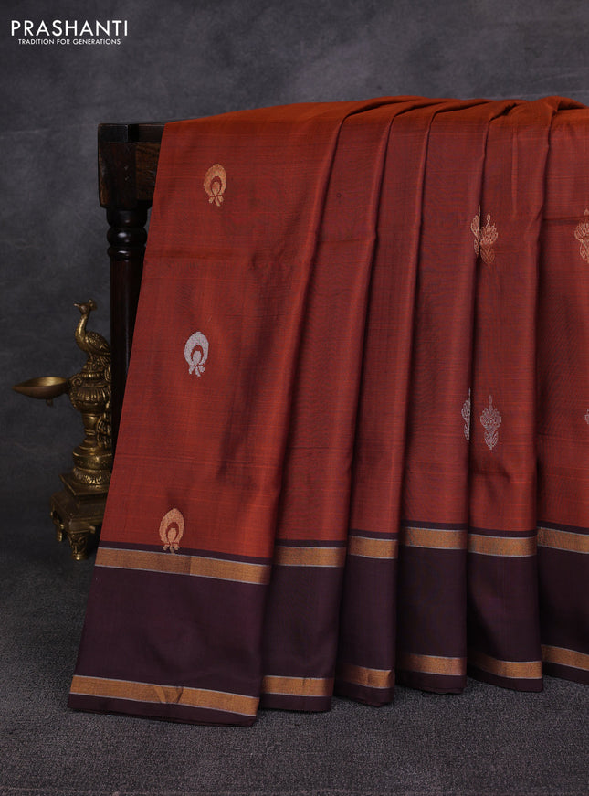 Brown & Coffee Brown Pure Uppada Silk - Zari Butta