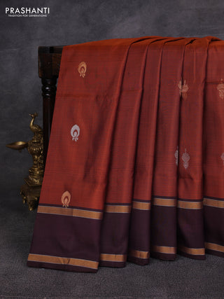 Brown & Coffee Brown Pure Uppada Silk - Zari Butta