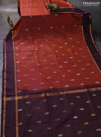 Brown & Coffee Brown Pure Uppada Silk - Zari Butta
