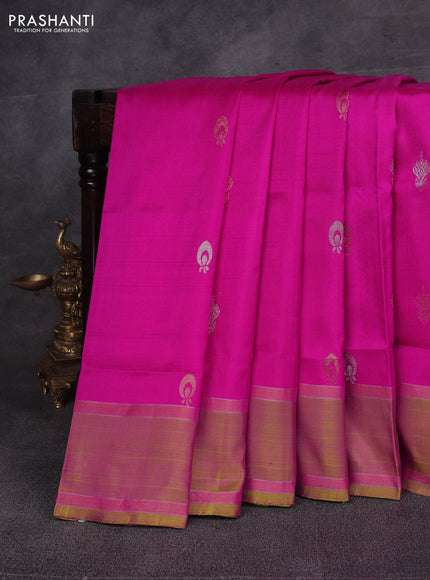 Pink &  Pure Uppada Silk - Zari Butta