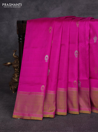 Pink &  Pure Uppada Silk - Zari Butta