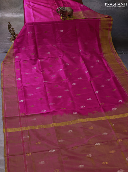 Pink &  Pure Uppada Silk - Zari Butta
