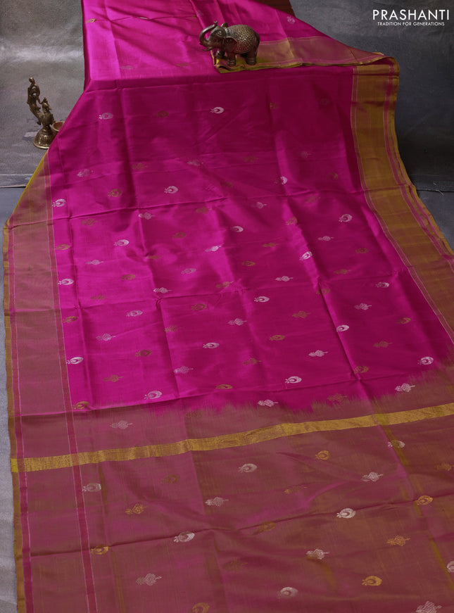 Pink &  Pure Uppada Silk - Zari Butta
