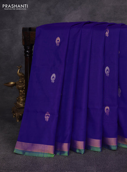 Violet & Green Pure Uppada Silk - Zari Butta