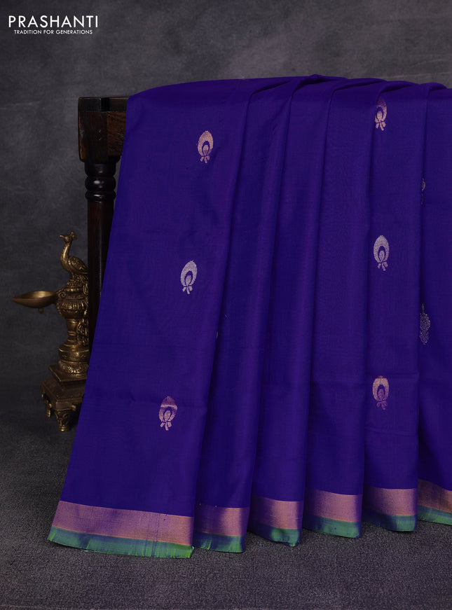 Violet & Green Pure Uppada Silk - Zari Butta