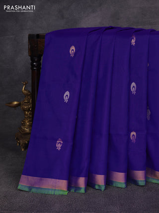 Violet & Green Pure Uppada Silk - Zari Butta