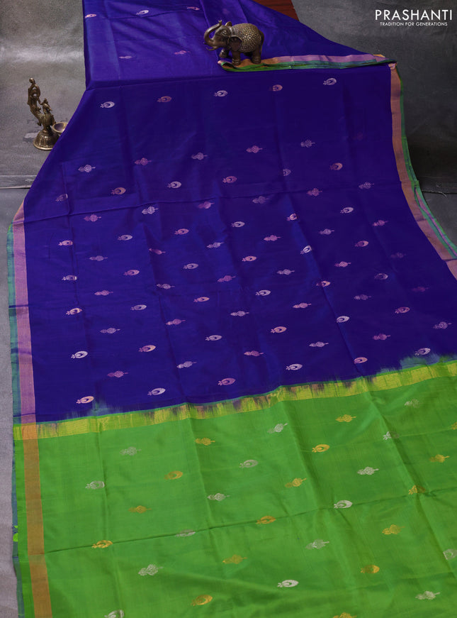 Violet & Green Pure Uppada Silk - Zari Butta