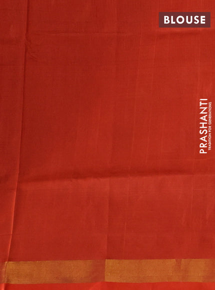 Bottle Green & Orange Pure Uppada Silk - Jamdani Design