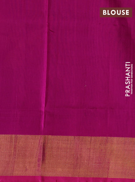 Peacock Blue & Pink Pure Uppada Silk - Jamdani Design