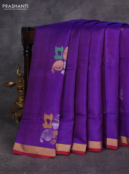 Violet & Maroon Pure Uppada Silk - Jamdani Design