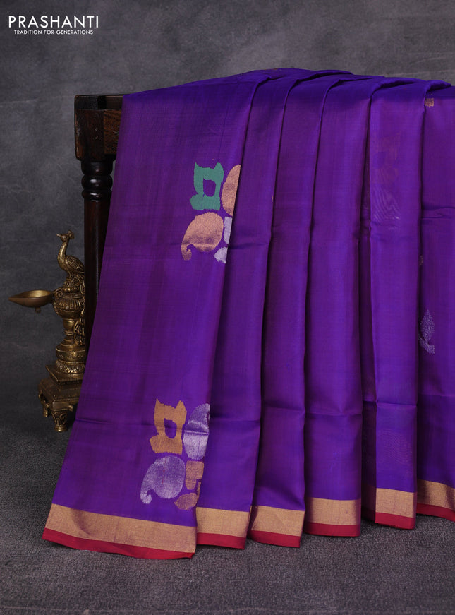 Violet & Maroon Pure Uppada Silk - Jamdani Design