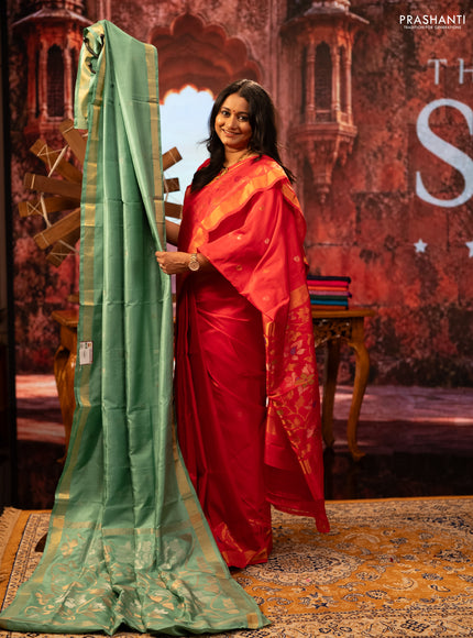 Orange &  Pure Uppada Silk - Zari Butta