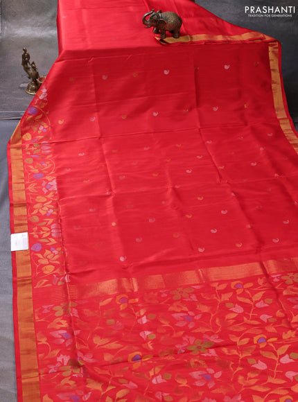 Orange &  Pure Uppada Silk - Zari Butta